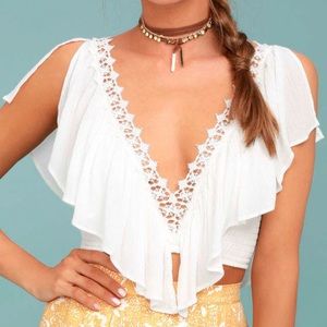 NWT Lulu’s Crochet Crop Top, Size Small